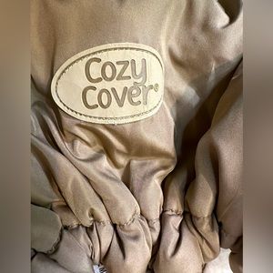 Cozy Cover Tan Car Seat cover for infant car seat.